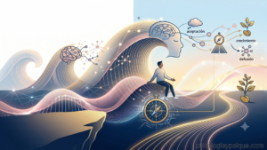 Ilustración sobre las tres olas de la terapia de conducta, mostrando la evolución de la reestructuración cognitiva hacia la aceptación y defusión en la psicología clínica.