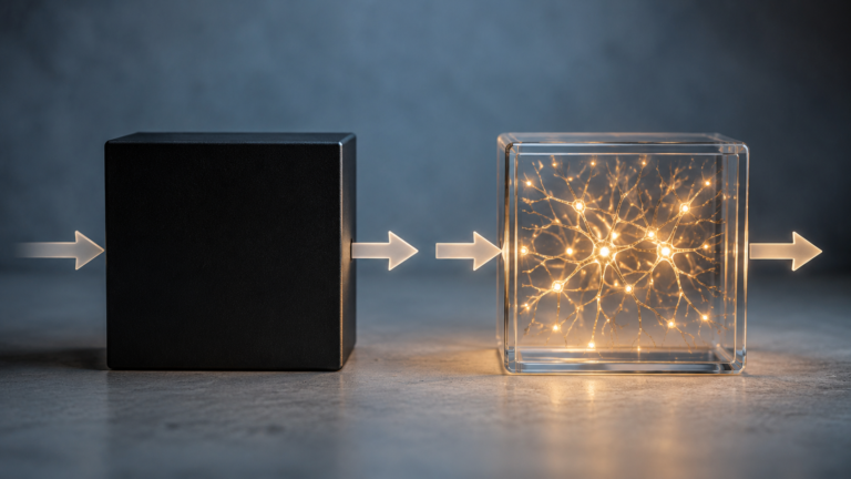 Caja conceptual mostrando el paso del conductismo (caja negra) a la psicología cognitiva (procesos mentales visibles), representando la revolución cognitiva