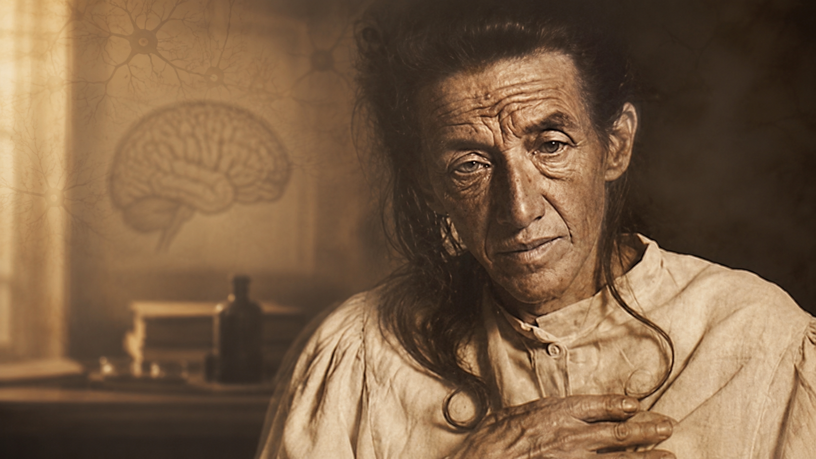 Auguste Deter, primera paciente estudiada por Alois Alzheimer, en una composición histórica relacionada con el origen de la enfermedad de Alzheimer.